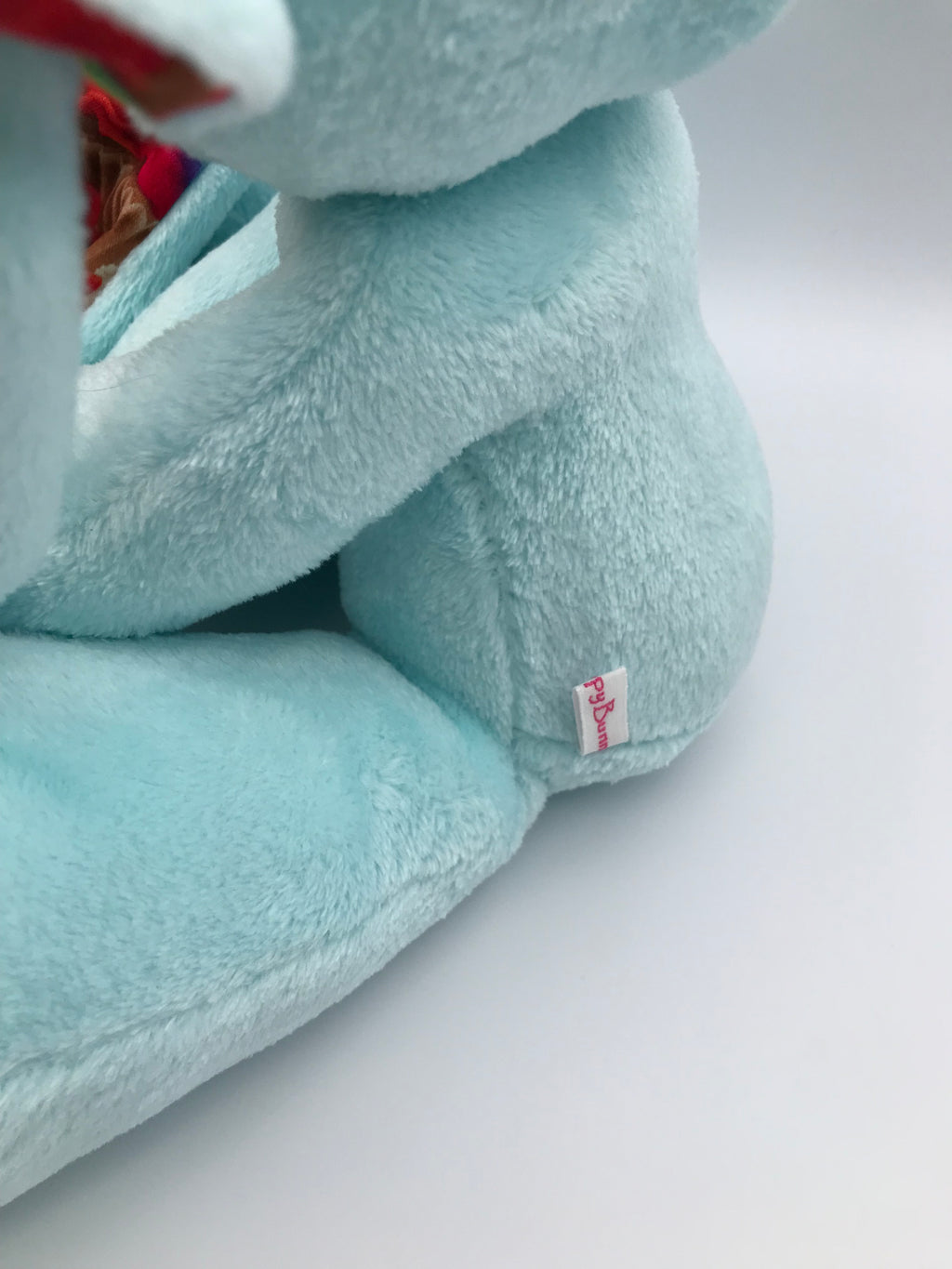 Pastel Blue minky Cabbit with rainbow cupcakes