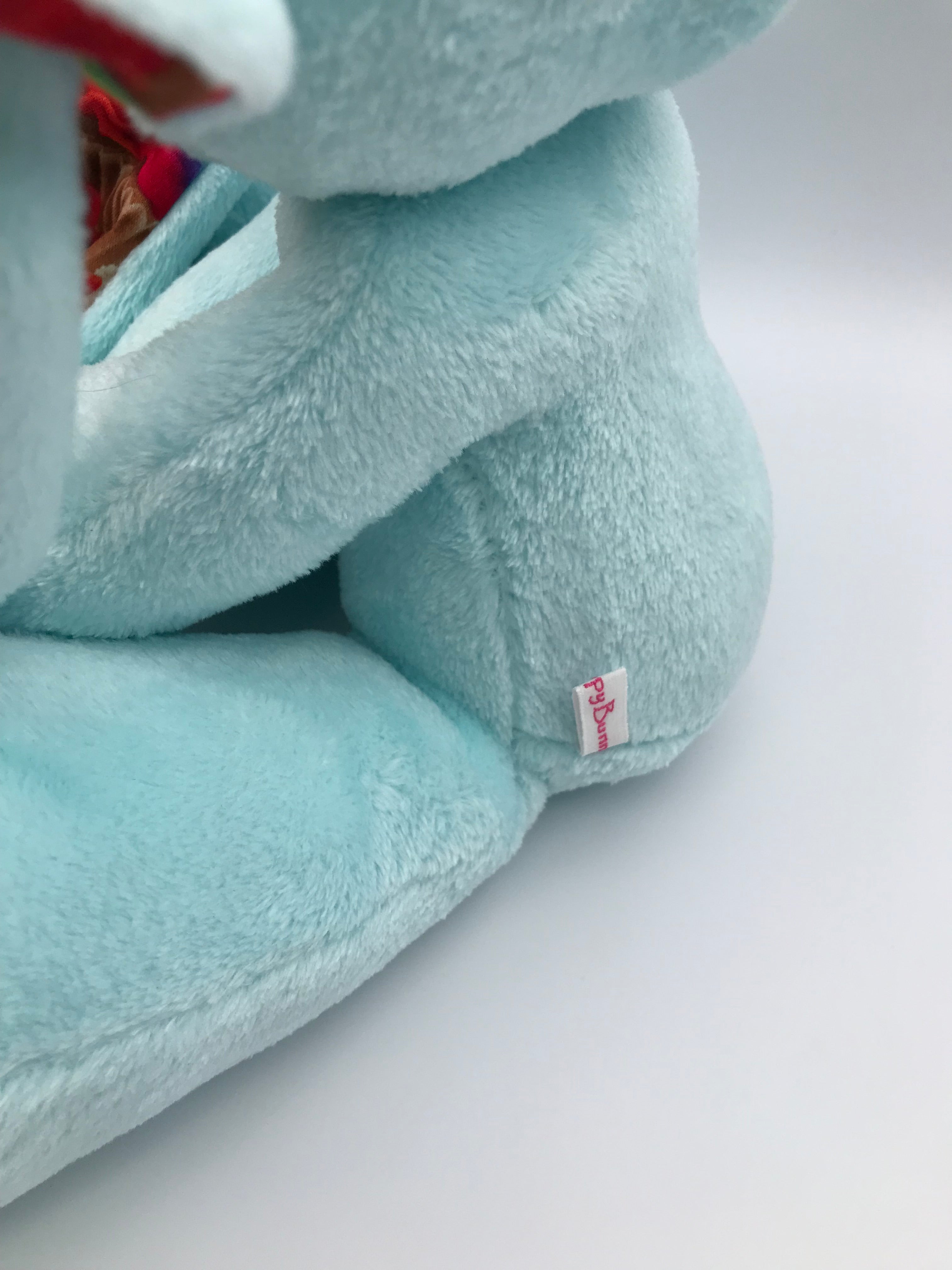 Pastel Blue minky Cabbit with rainbow cupcakes