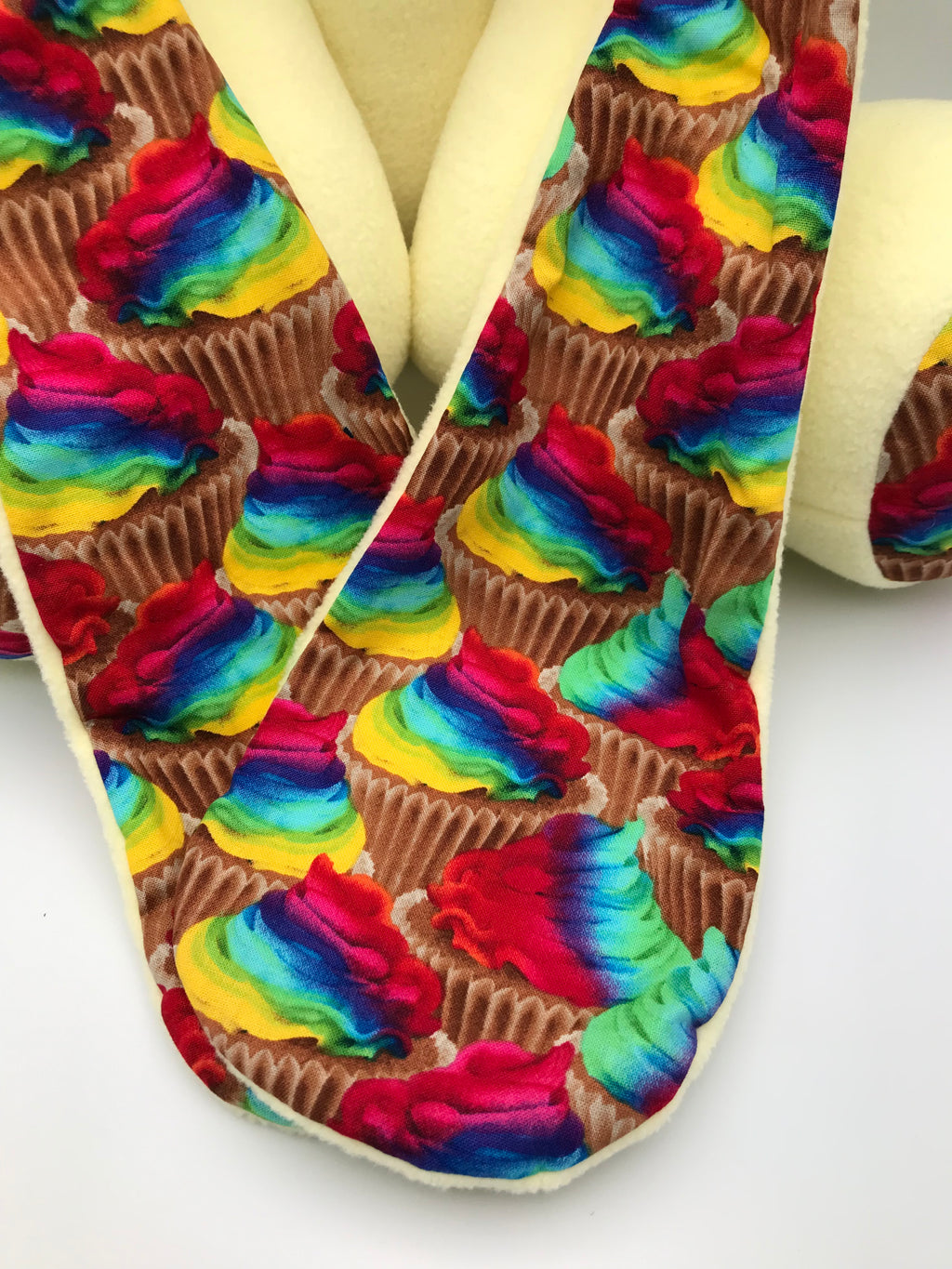 Yellow Cabbit with rainbow cupcakes