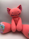 Coral Cat with Gold Unicorns
