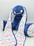 Minky Dark Blue Rainbows Bunny