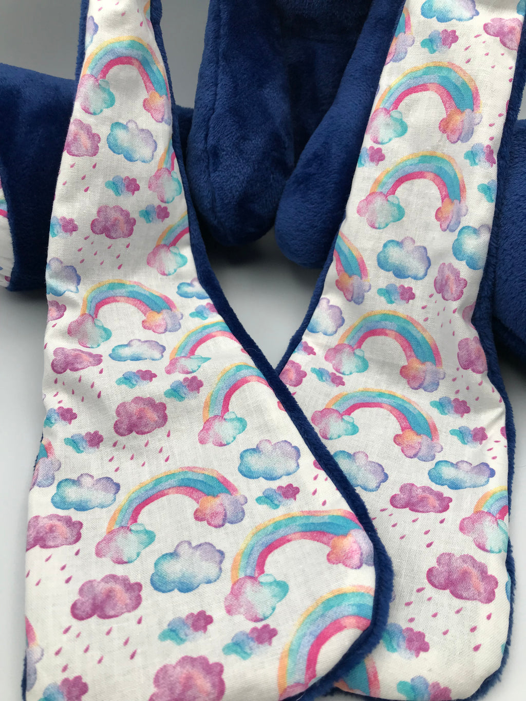 Minky Dark Blue Rainbows Bunny