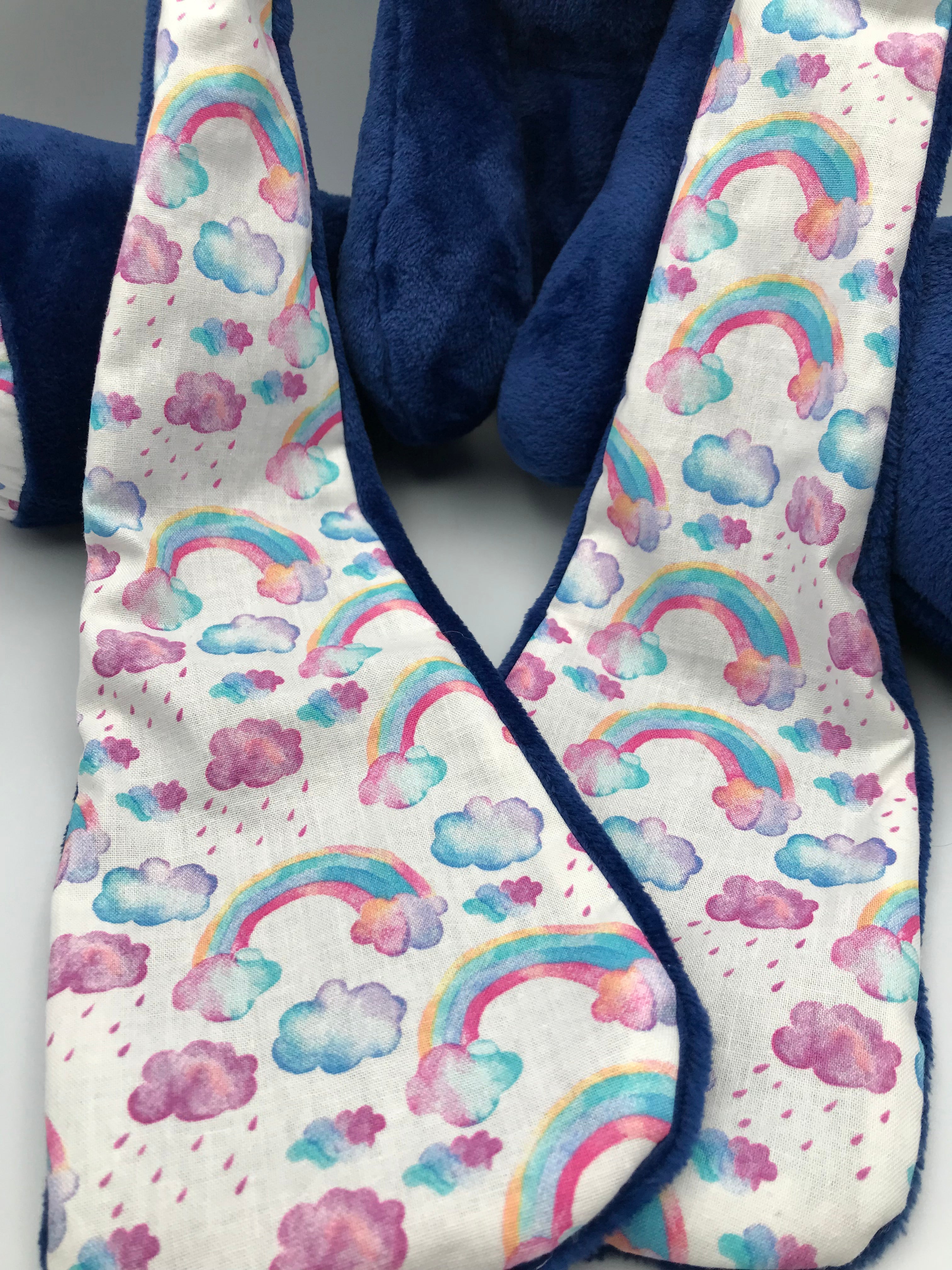 Minky Dark Blue Rainbows Bunny