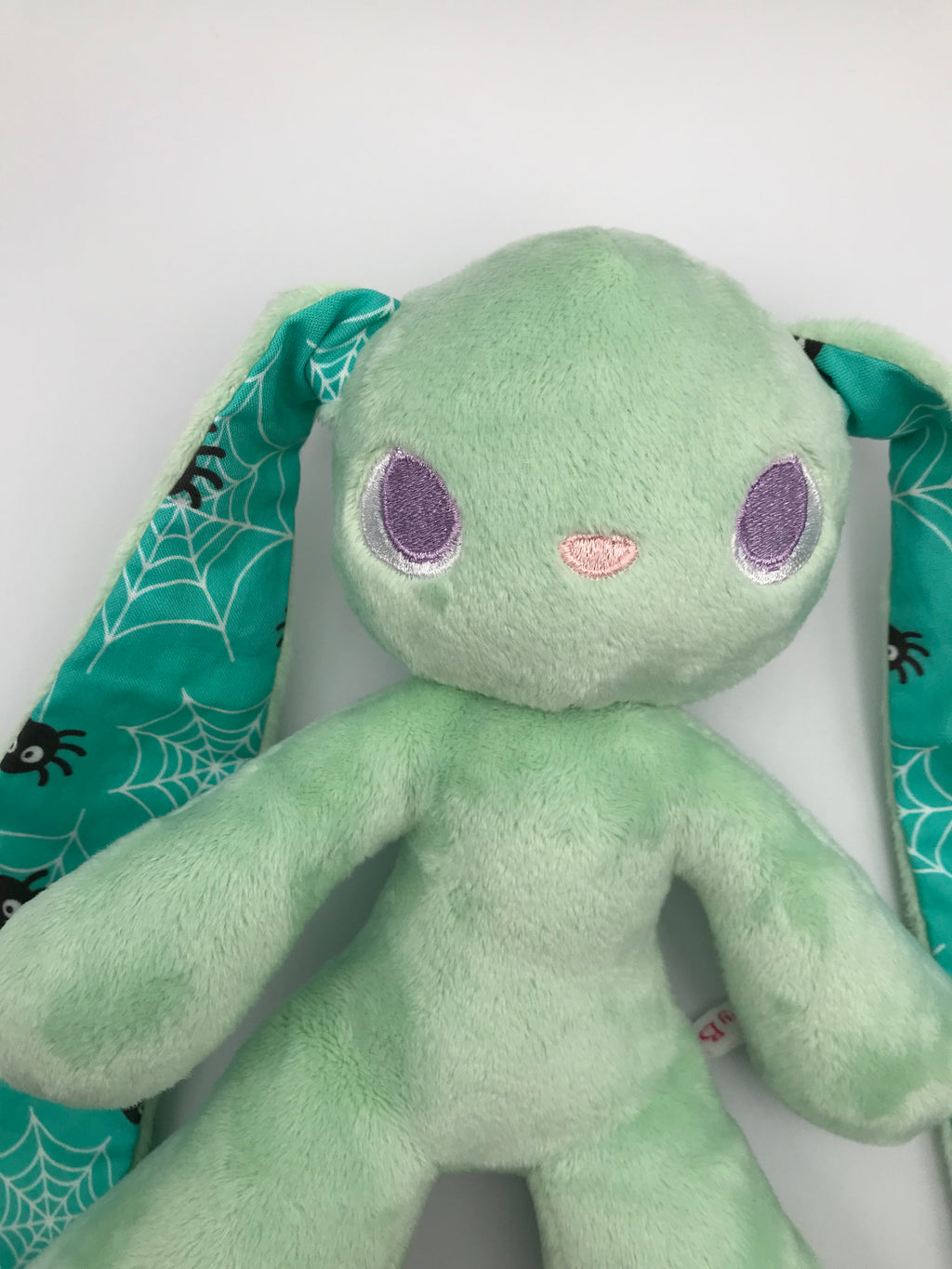 Small Green Bunny Teal Chibi Spiders